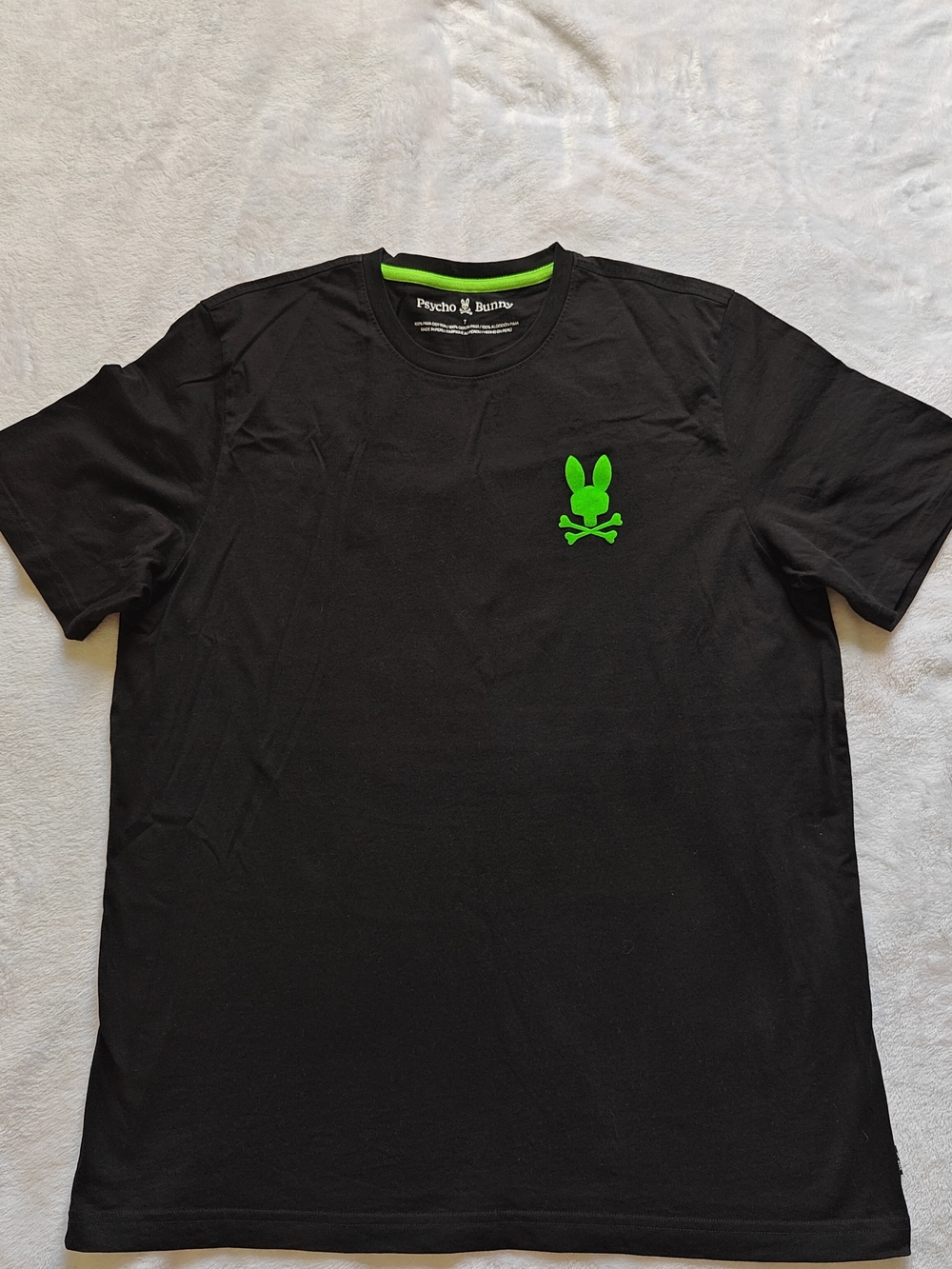 Psycho Bunny Men's XL Black Cotton Knit Graphic Logo Crew Neck T-Shirt